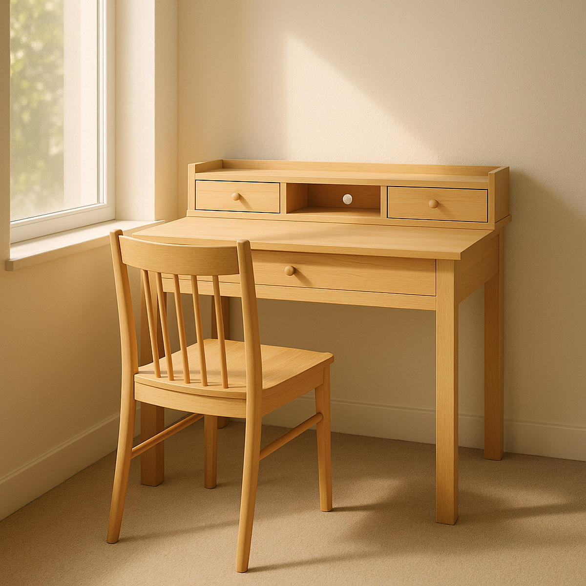SCHREIBTISCH helles Holz - Hellbraun, Holz/Holzwerkstoff (100/50/91cm) - Urban Meuble