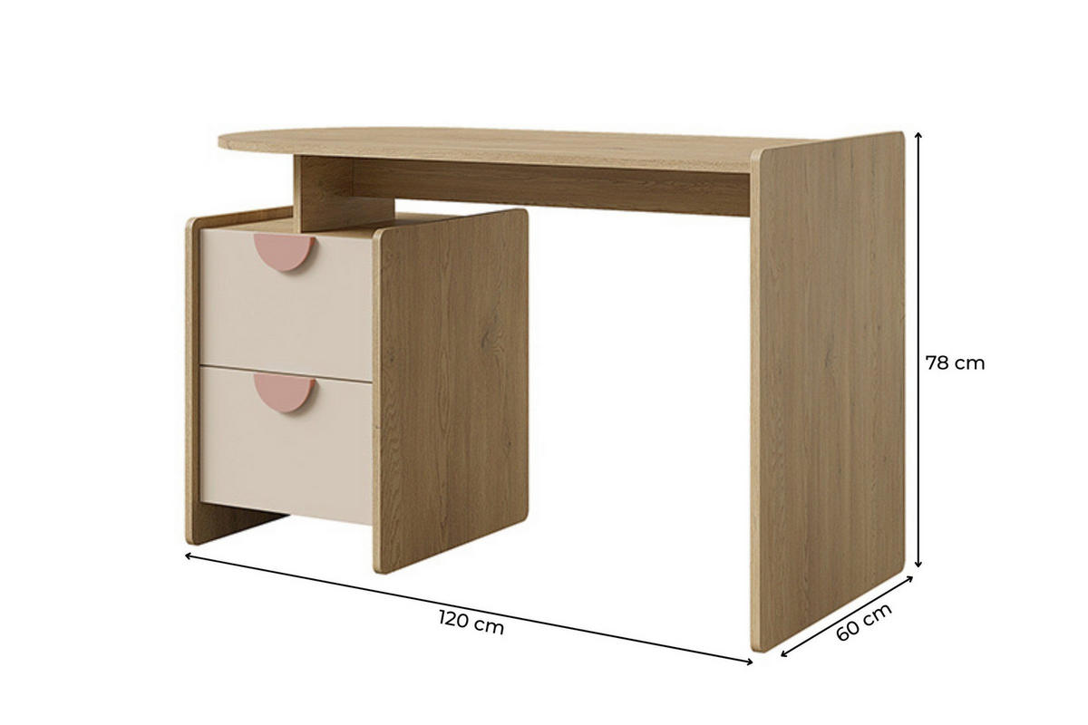 KINDERSCHREIBTISCH LEXO 12 120/78/60 cm in Eiche Cremona/Macadamia/Puderrosa - Eichefarben/Beige, Holzwerkstoff (120/78/60cm) - Deine Möbel 24
