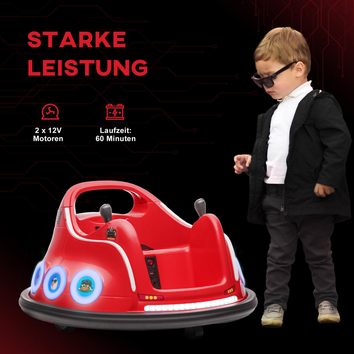 KINDER AUTOSCOOTER, Kunststoff, Metall, Rot - Rot, Kunststoff (73/73/44cm) - AIYAPLAY