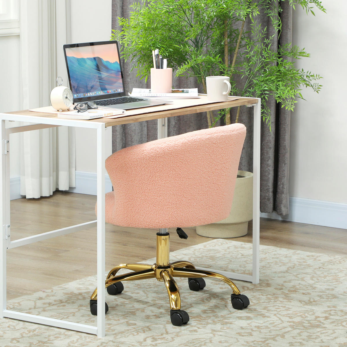DREHSTUHL DE-11767 höhenverstellbar 360° drehbar Rosa - Pink, Textil (56/76/58cm) - ComfortXL