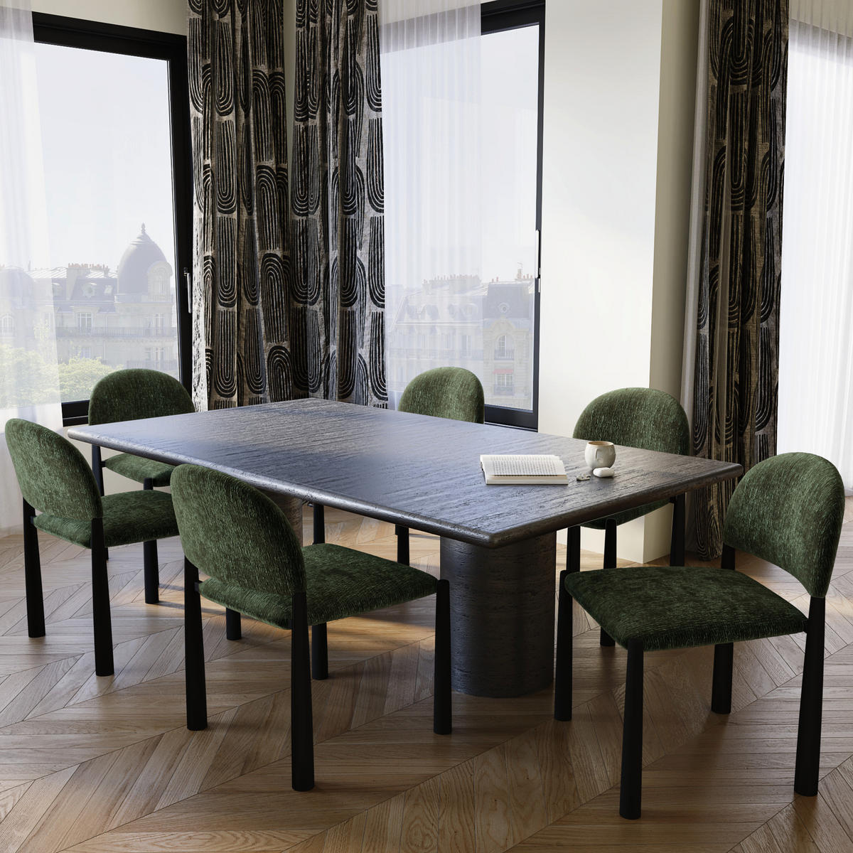 STUHL 2er-Set Texturierter Samt Khakigrün 53cm - Olivgrün/Grün, Textil (53/11.4/56.1cm) - Sia Home