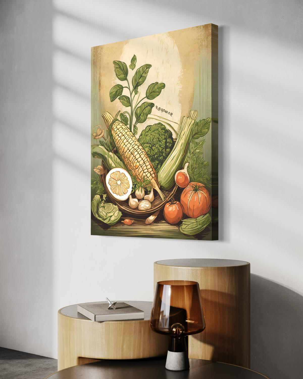 WANDBILD gemüse essen küche - Beige, Textil (40/60cm) - Feeby