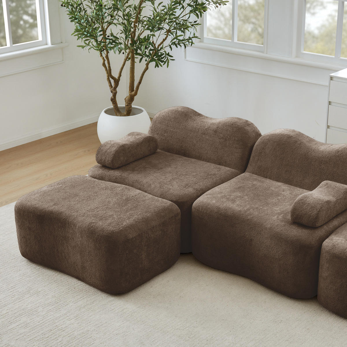 ECKSOFA 192/167/70 cm in Braun aus Samt, modular und ohne Aufbau - Braun, Textil (167/192cm) - Flora Grace