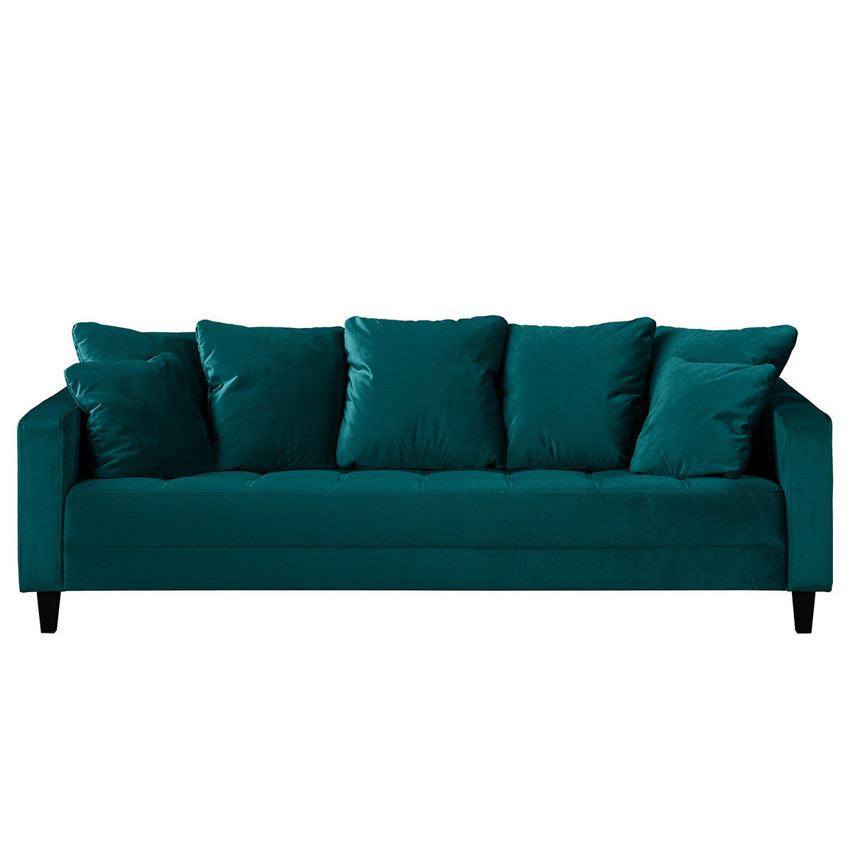 3-SITZER SOFA - Samt - Petrol, Textil (228/85/90cm) - home24