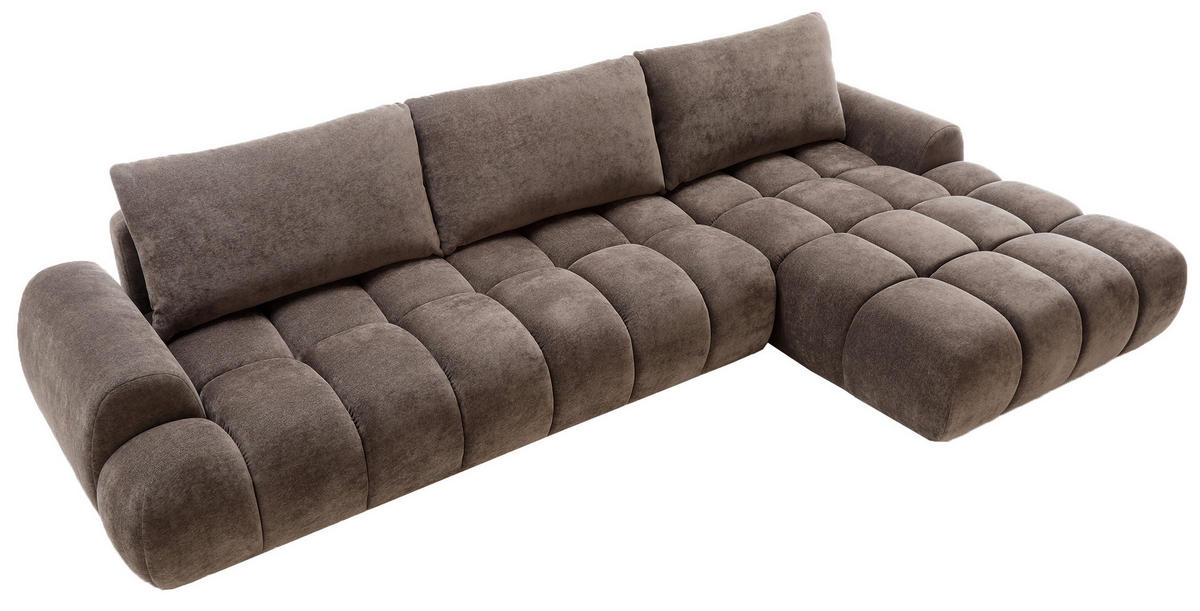 ECKSOFA 340 cm Valerio II, Schlaffunktion, Bettkasten, Rechts, Braun - Braun, Holz (177/340cm) - Emporius