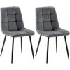 STUHL 2er Set Samt Dunkelgrau - Dunkelgrau/Schwarz, Textil/Metall (45/84/55cm) - CLP