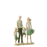 FIGUR FAMILIE 2 KINDER - Grün, Glas/Naturmaterialien (6/25/21cm) - J-Line