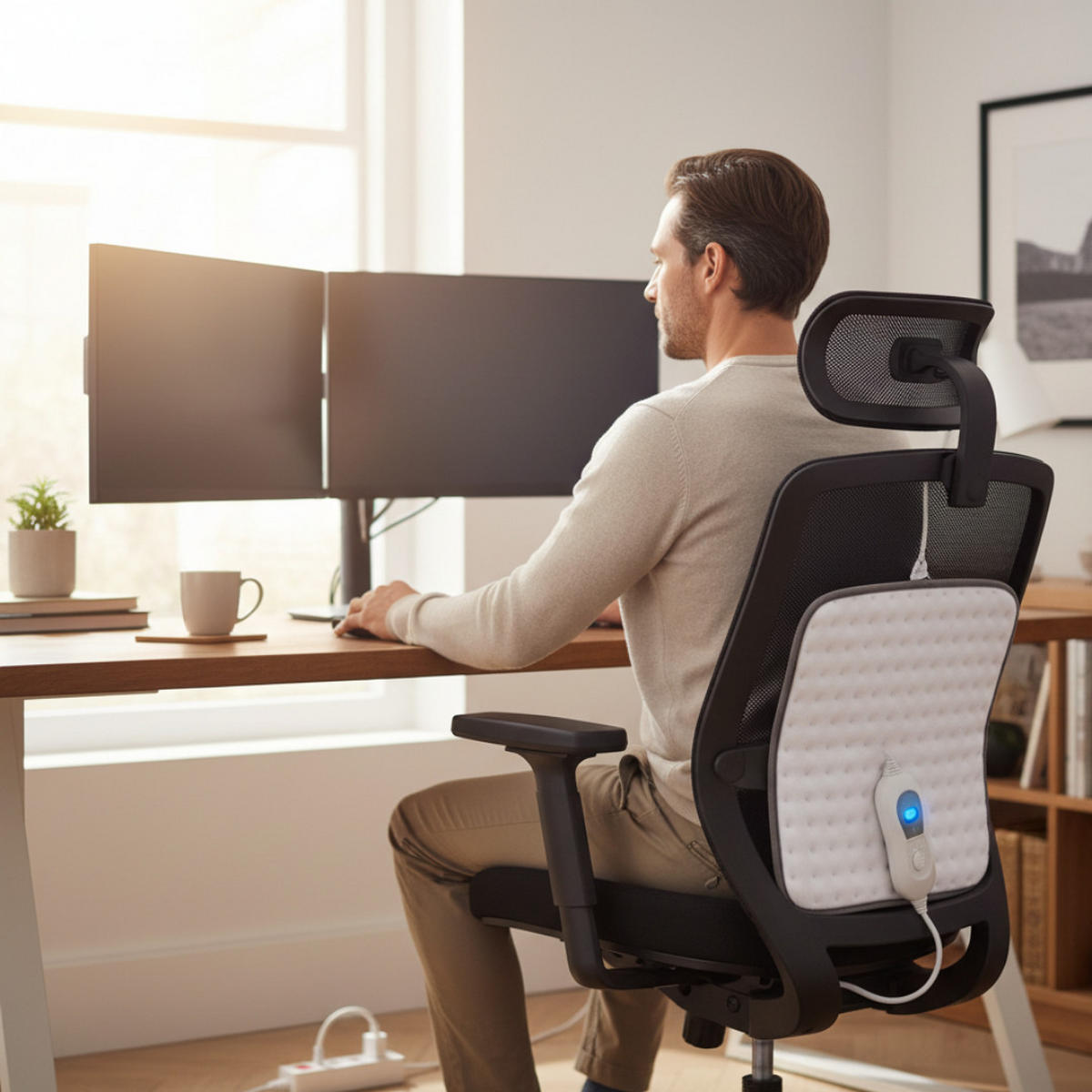 HEIZKISSEN, 40x30cm, Flauschig, 3 Stufen, 100W, Weiß, Elektrisches Wärmekissen, Wärme Pad, Thermokissen, Abschaltautomatik, Komfort, Weich, Wärme - Weiß, Textil (40/30cm) - Mia