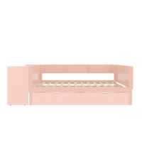 PLATTFORMBETT 140/200 cm mit Schreibtisch, 2 Schubladen und Regalen, Rosa - Pink, Holz