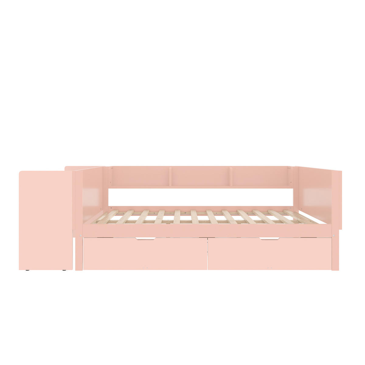 BETT 140/200 cm in Rosa mit 2 Schubladen, Regal und Schreibtisch - Rosa, Holz/Holzwerkstoff (140/200cm) - CHICFURN