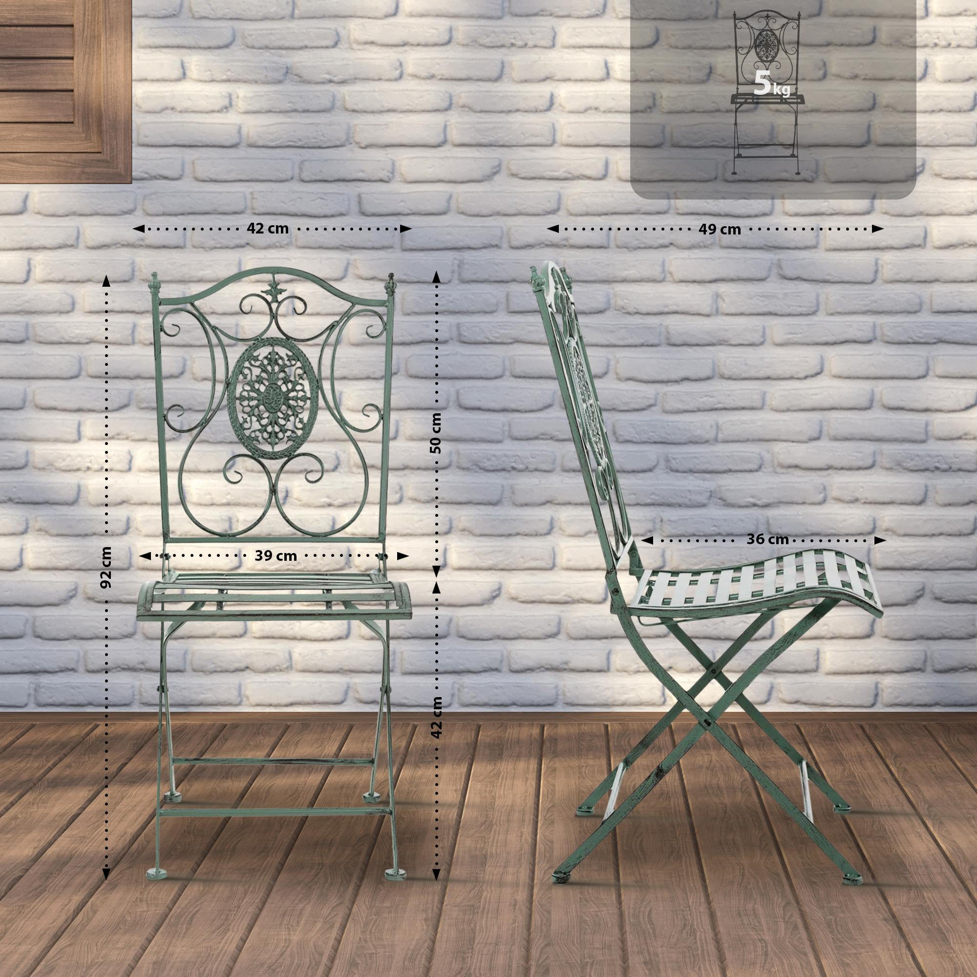 GARTENKLAPPSTUHL Metall Antik-Grün - Grün, Metall (42/91/49cm) - CLP