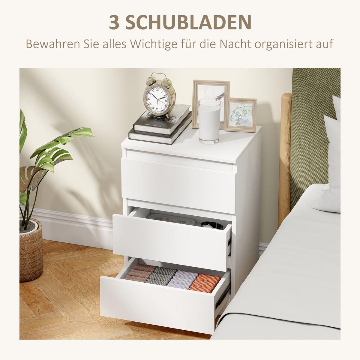 NACHTTISCH 2er-Set Weiß 30.0/40.0/59.5 cm - Weiß, Holzwerkstoff (40/59.5/30cm)