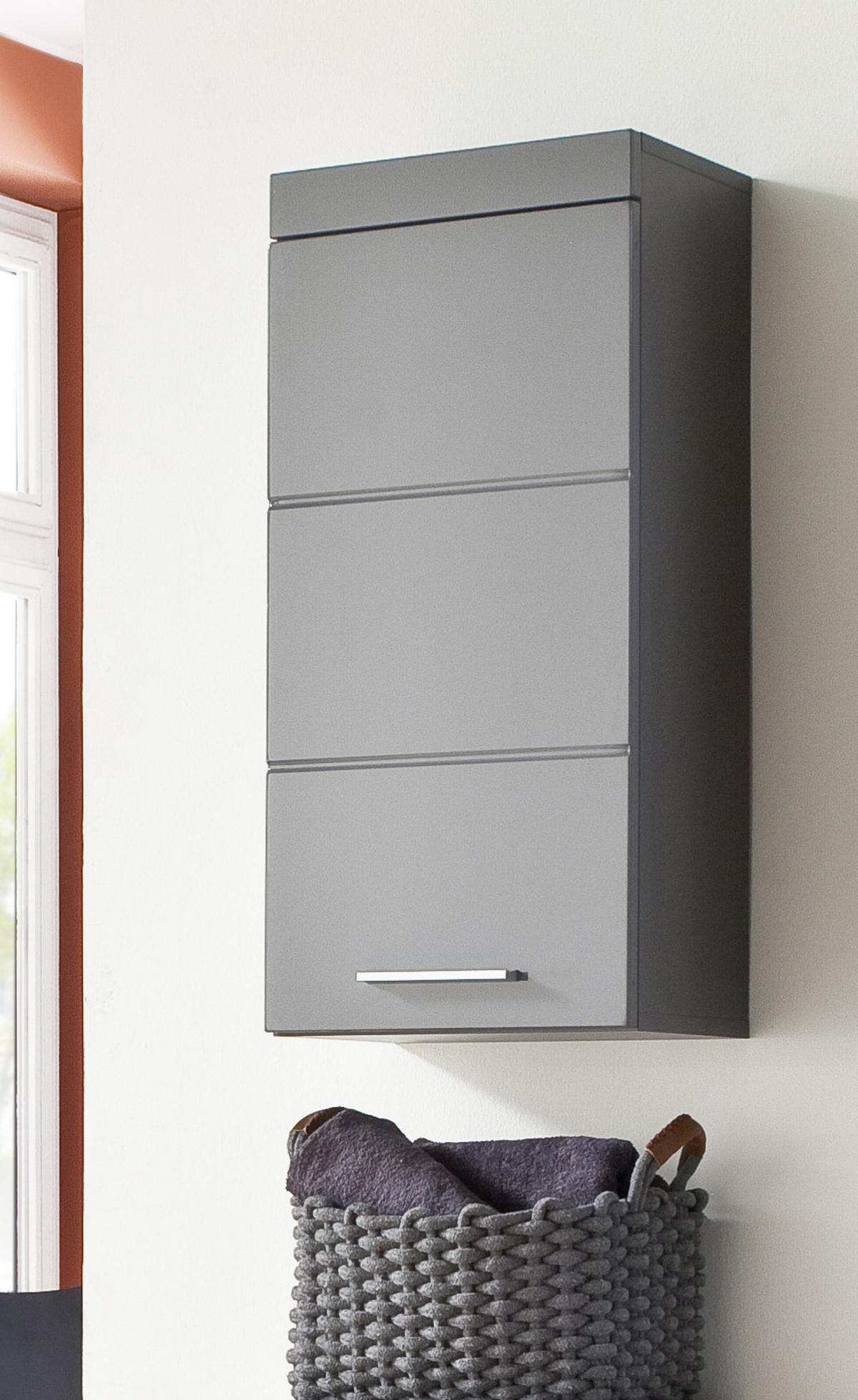 HÄNGESCHRANK grau Hochglanz 37 x 77 cm, Badschrank hängend - Grau, Holzwerkstoff/Kunststoff (37/77/23cm) - Top.Furn
