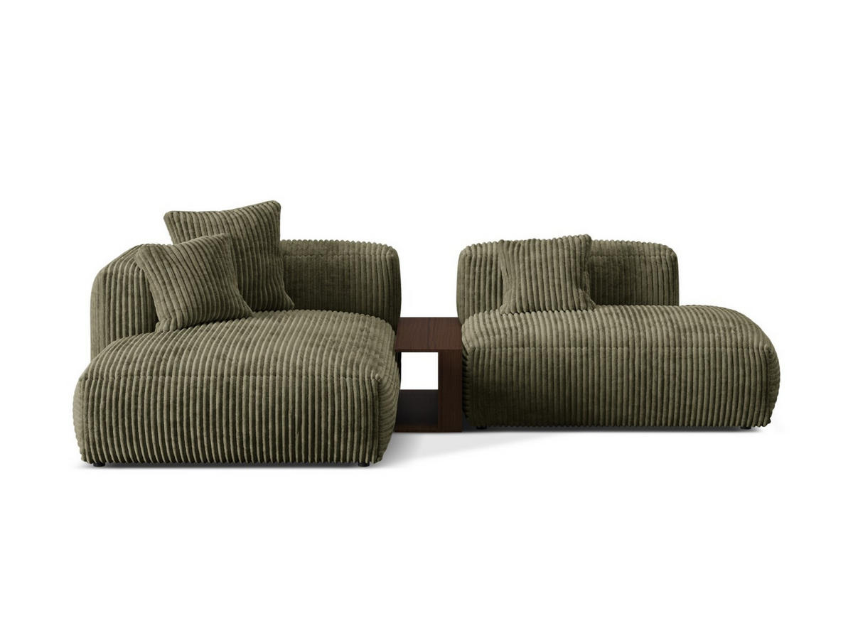 ECKSOFA modular links Martina aus Cord moosgrün 2 Sitzplätze - Salbeigrün, Textil (176/285cm) - Micadoni