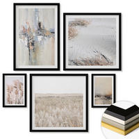 WANDBILDER 5er-Set - 50x50 cm & 20x30 cm & 40x60 cm Schwarzer Rahmen - Abstrakte Vegetationsmuster - Schwarz, Kunststoff (40/60cm) - ArtPrintCave