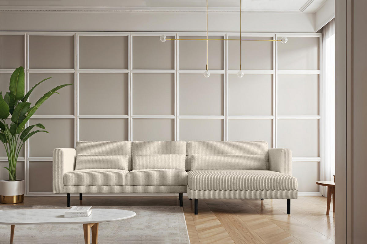 ECKSOFA L-form Dani Stoff Poso Beige Rechts - Beige, Holz (281/174cm) - Kaiser Möbel