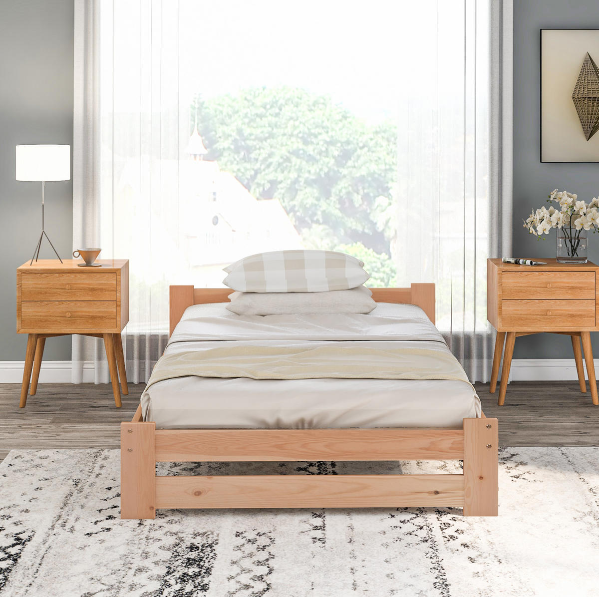 MASSIVHOLZBETT 90/200 cm aus Kiefer mit stabiler Konstruktion und Komforthöhe, Natur - Naturfarben, Holz (90/200cm) - Redom