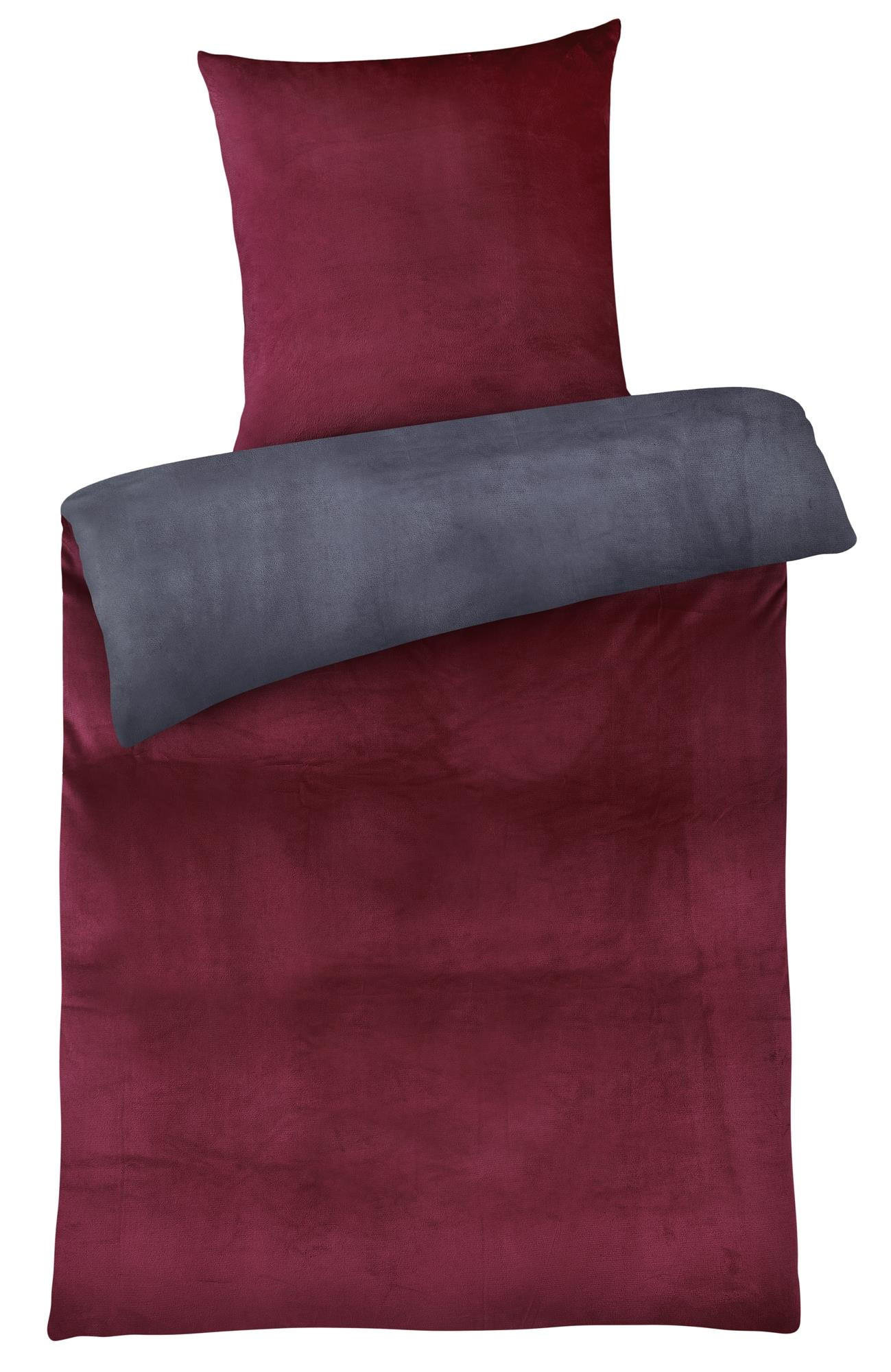 WINTER-BETTWÄSCHE 135x200 Cashmere-Touch Warmer Winter Bettbezug Kuschelig Anthrazit Bordeaux - Bordeaux/Dunkelgrau, Textil (135/200cm) - Carpe Sonno