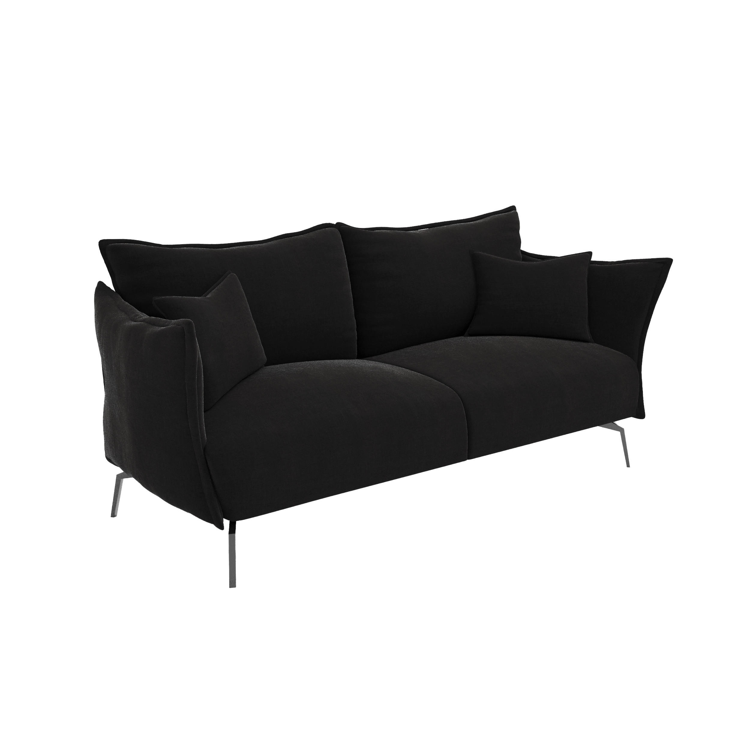 SOFA 3-SITZER Samt Dunkles Anthrazit 180cm - Anthrazit, Textil (180/90/105cm) - Sia Home