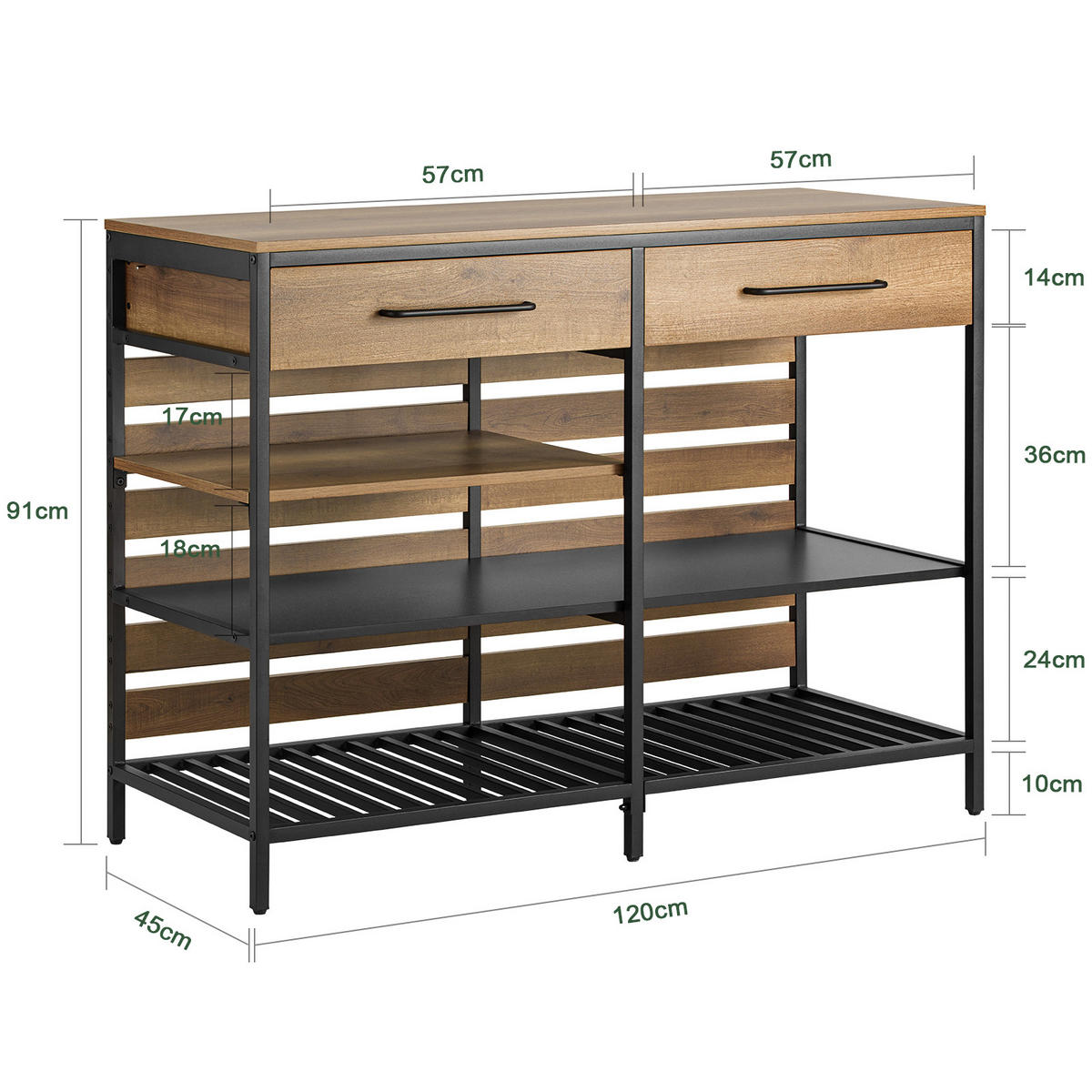 KÜCHENINSEL Vintage Braun - Braun, Holz/Holzwerkstoff (120/91/45cm) - SoBuy