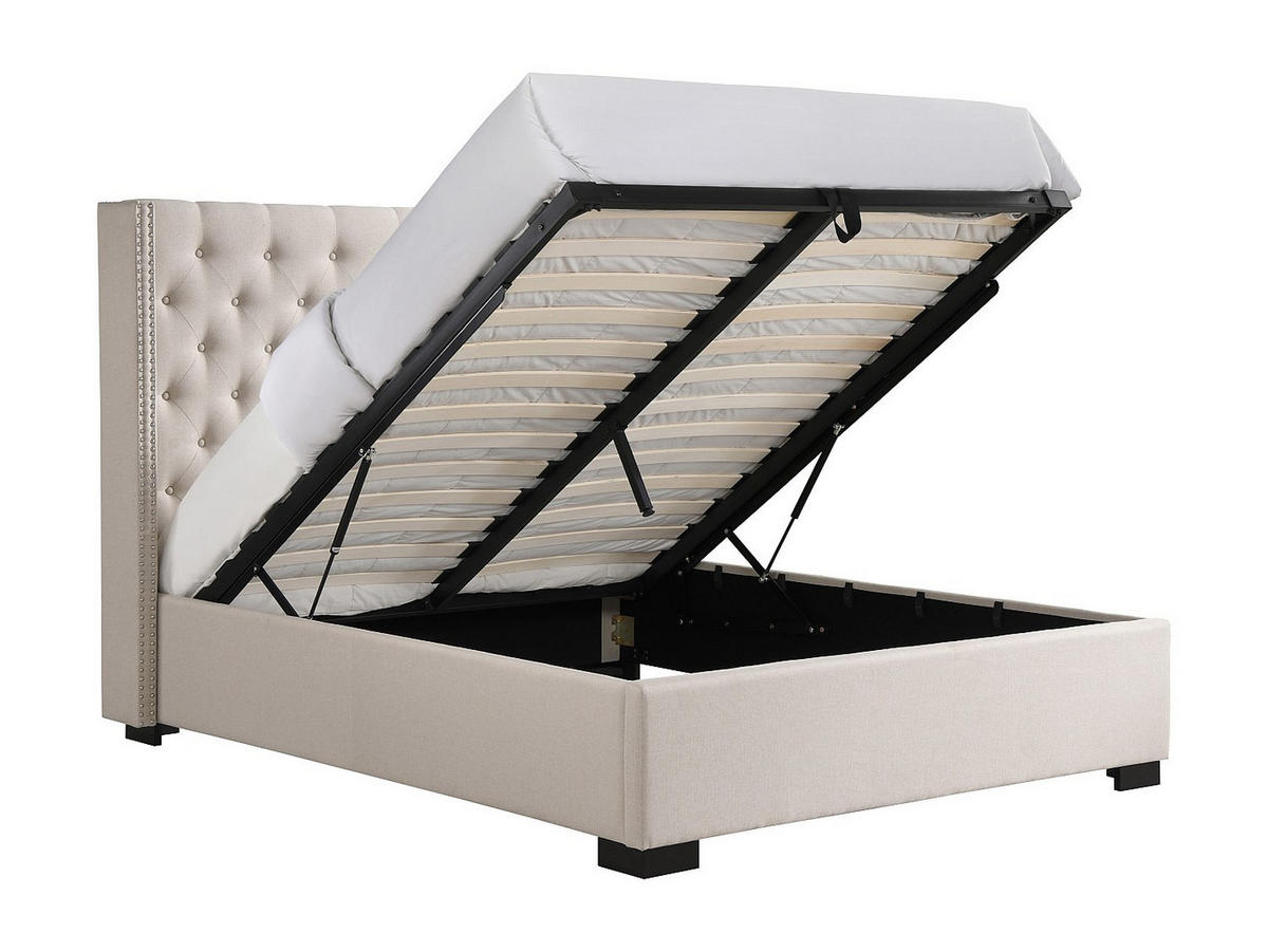 BETT mit Bettkasten - 2 Personen - stoff - beige Massimo - Beige, Textil (200/200cm) - Vente-Unique