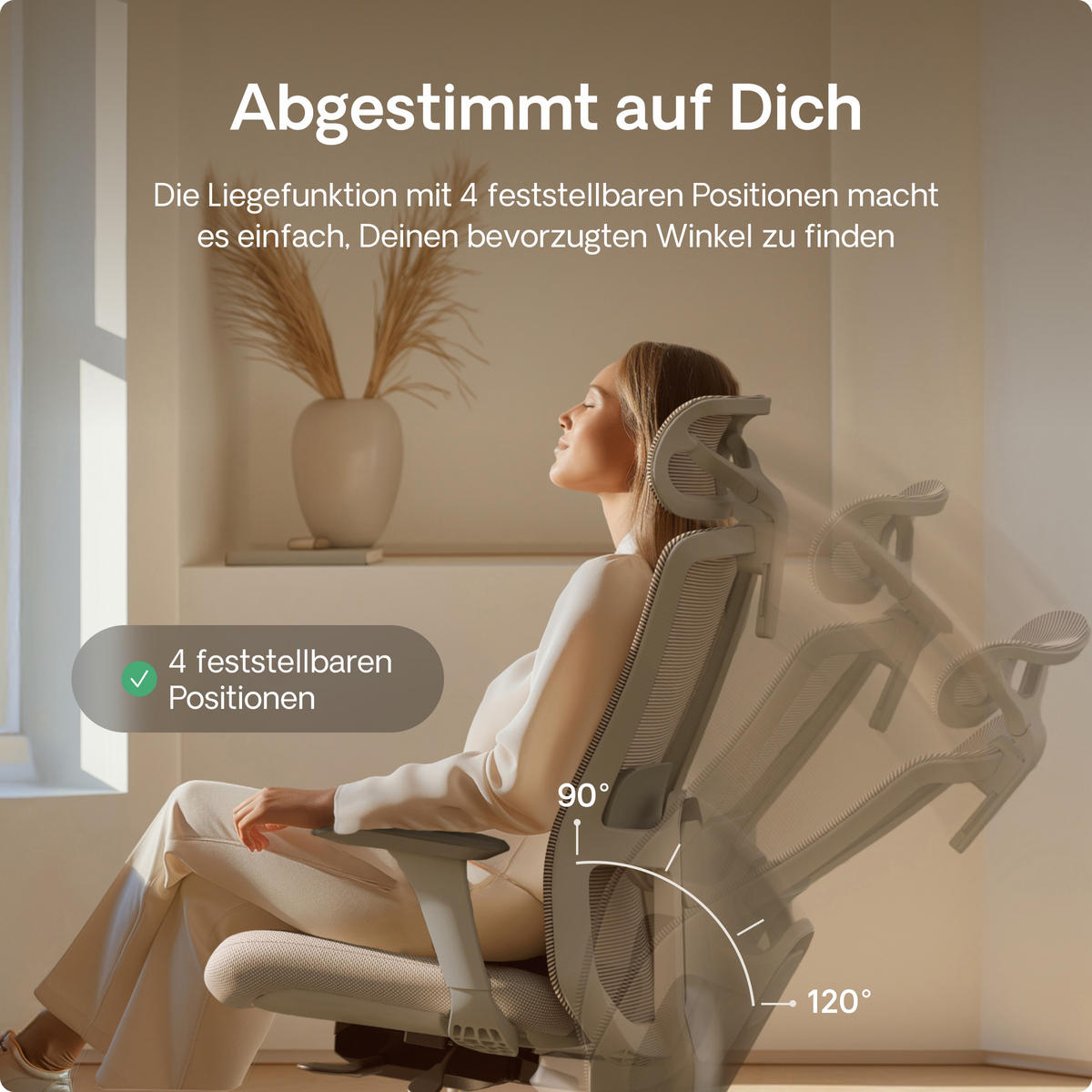 BÜROSTUHL Verstellbarer Ergonomischer SitOne Grau 4-Dimensional Armlehne, Integrierte 4-Wege-Lendenwirbelstütze - Grau, Kunststoff (60/125/68cm) - Desktronic