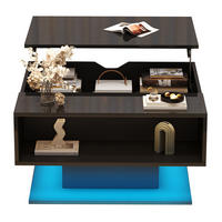 COUCHTISCH aus Spanplatte 80x75x40 cm in Schwarz mit LED & anhebbarer Tischplatte - Schwarz, Holzwerkstoff (75/80/40cm) - Modfu