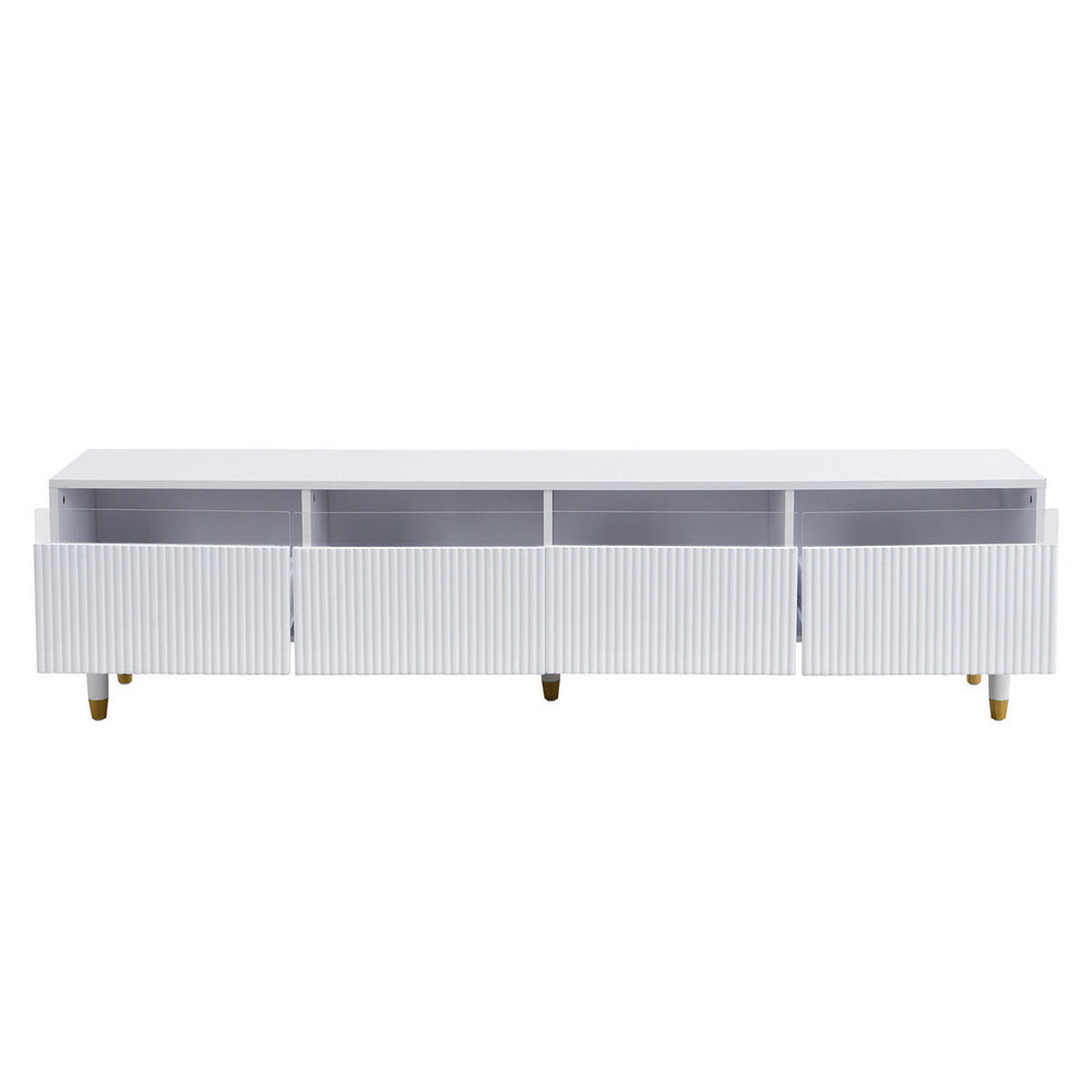 TV Ständer und Couchtisch mit Schubladen Mit Modernes LED Möbelset - Weiß, Holz (43.18/45/187.96cm) - FLIEKS