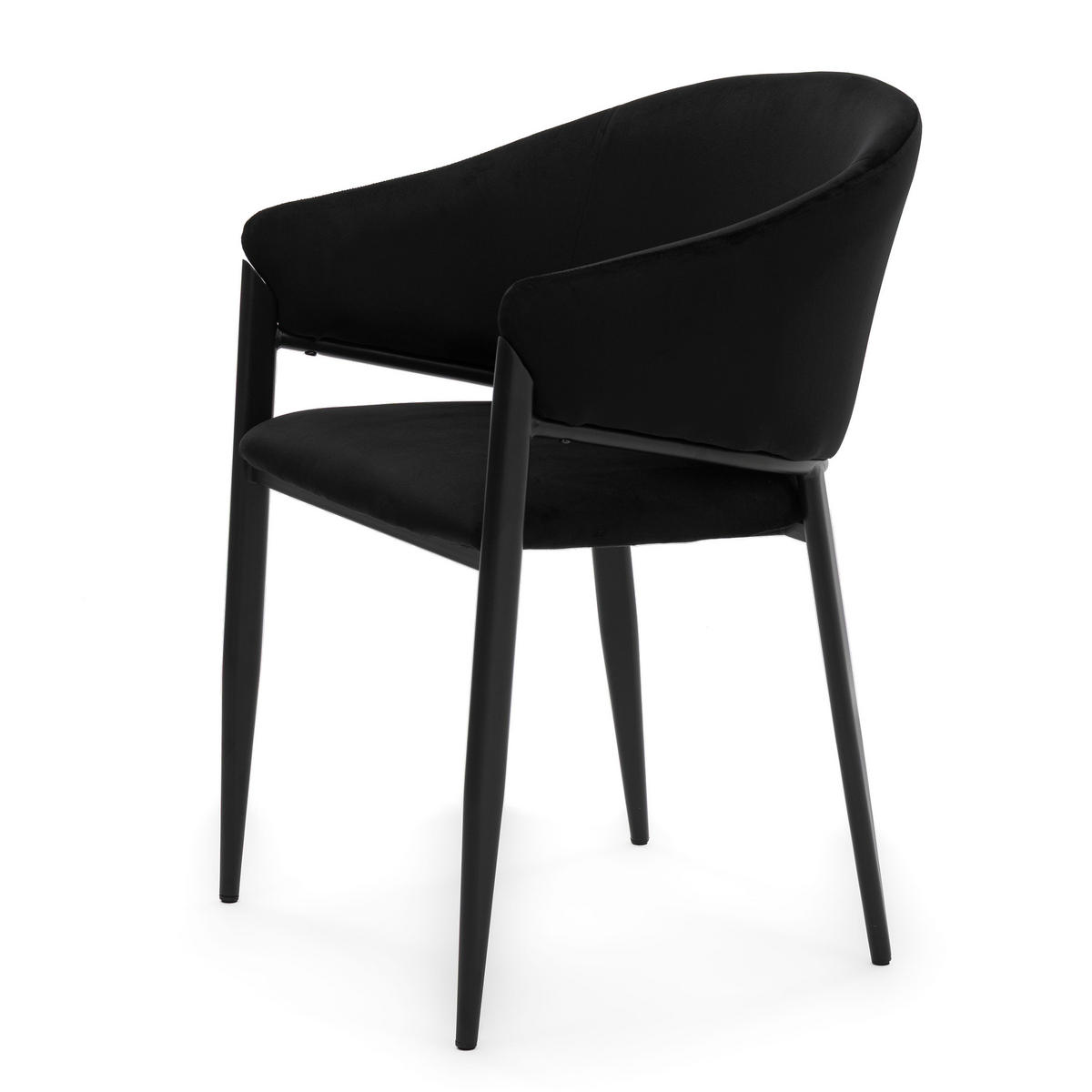 STUHL BUENO gespolsterter - schwarz - Glamour Velour Samt - Schwarz, Textil/Metall (57/81/59cm) - NEW HOME