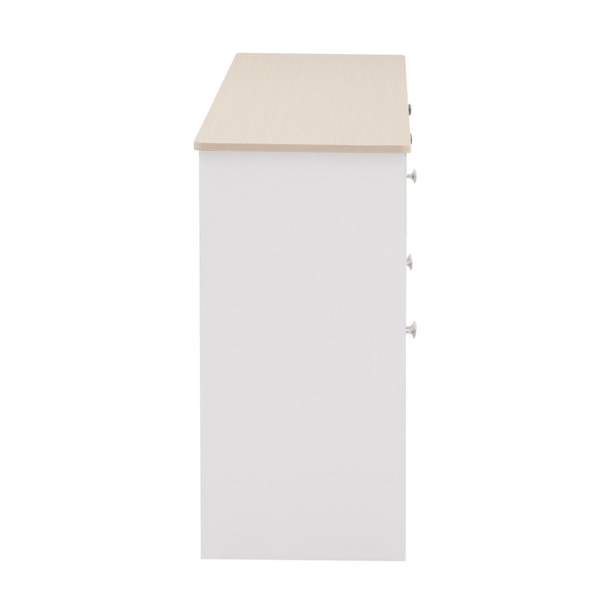 PŘÍBORNÍK 160 cm bílá dřevěná komoda ve venkovském stylu se 4 dvířky a 3 zásuvkami - bílá, dřevo (160/75/37cm)