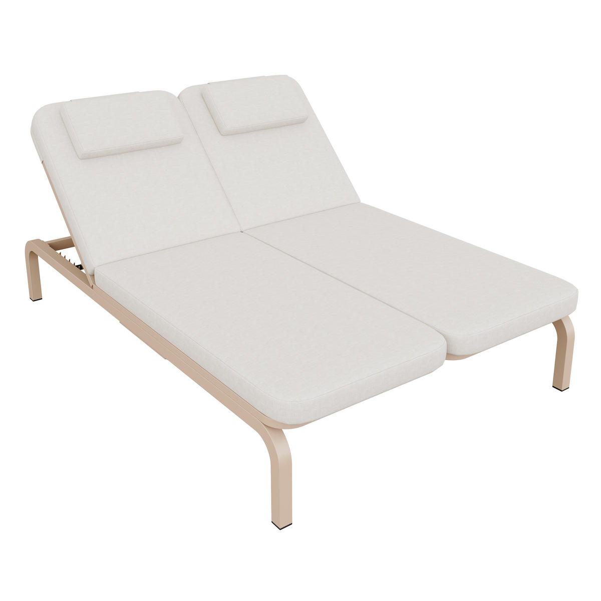 SONNENLIEGE aus Polyester in Beige mit ausziehbarer Tischplatte & Kopfstütze - Beige, Metall (127/93/194cm) - Modfu