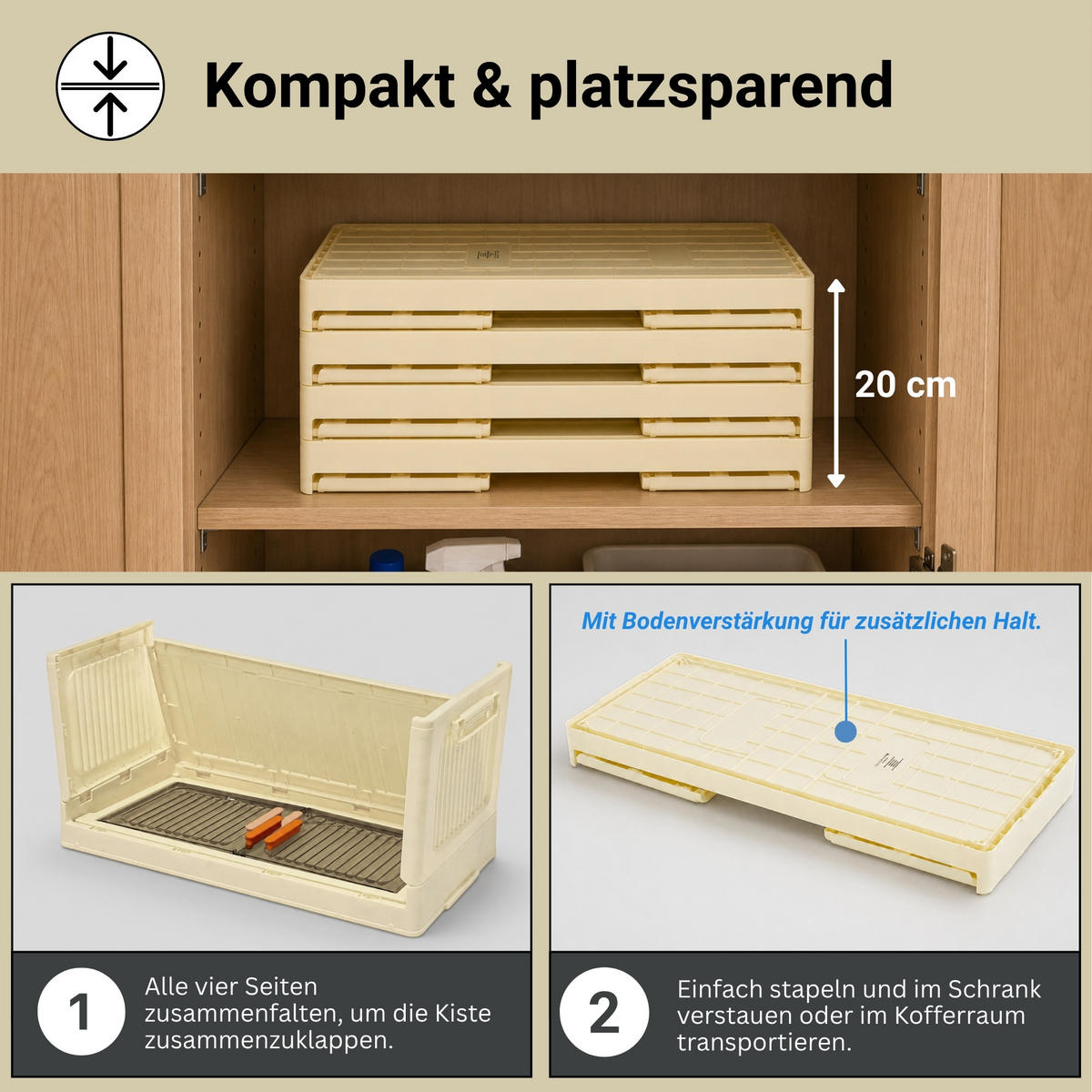 AUFBEWAHRUNGSBOXEN EasyCube stapelbar 4 Ebenen und Rollen 19L Weiß-Transparent - Weiß, Kunststoff (39/25.5/26.5cm) - BERLINLODGE
