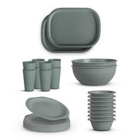 KOMBISERVICE Kunststoff Grün 28-teilig 8 Personen - Grün, Kunststoff (27/10/37cm)