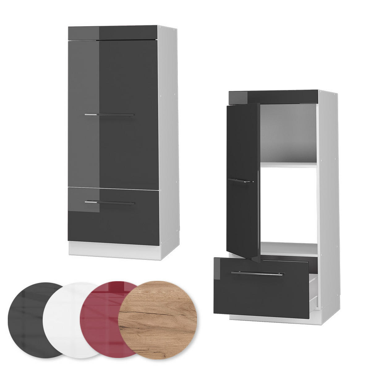 MIKROWELLENSCHRANK Fame-Line Anthrazit Hochglanz 60 cm - Anthrazit/Weiß, Holzwerkstoff (60/153.6/58.1cm) - Vicco