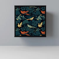 SIDEBOARD FOWL ORNAMENT, Schwarz, 57,5x42x57,5 cm, Ohne Füße - Multicolor/Schwarz, Holzwerkstoff (57.5/57.5/42cm) - SpaceRebels