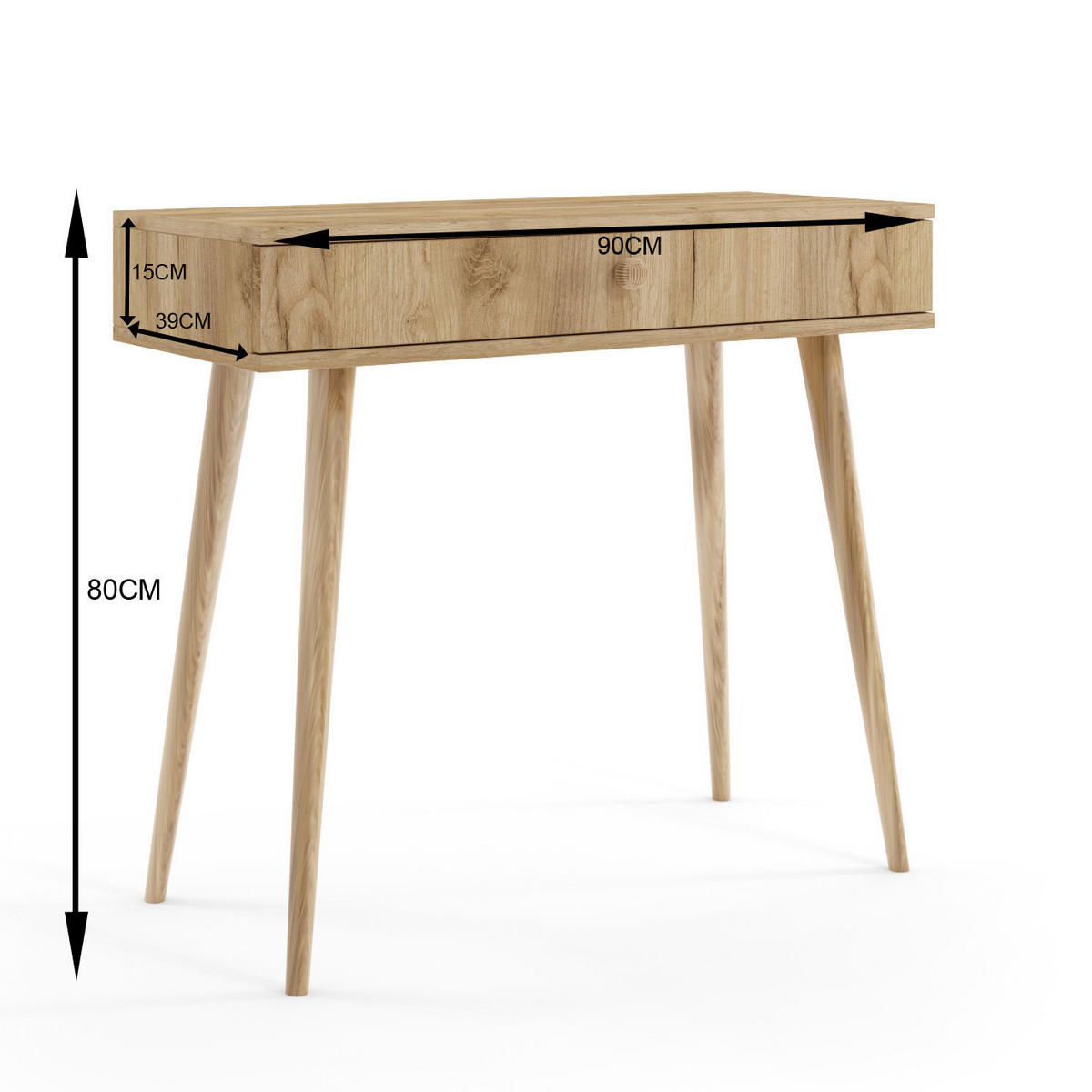 KONSOLENTISCH Ikon, Eiche Kraft, mit Schublade - Eiche Artisan, Holzwerkstoff (39/90/80cm) - Bettso