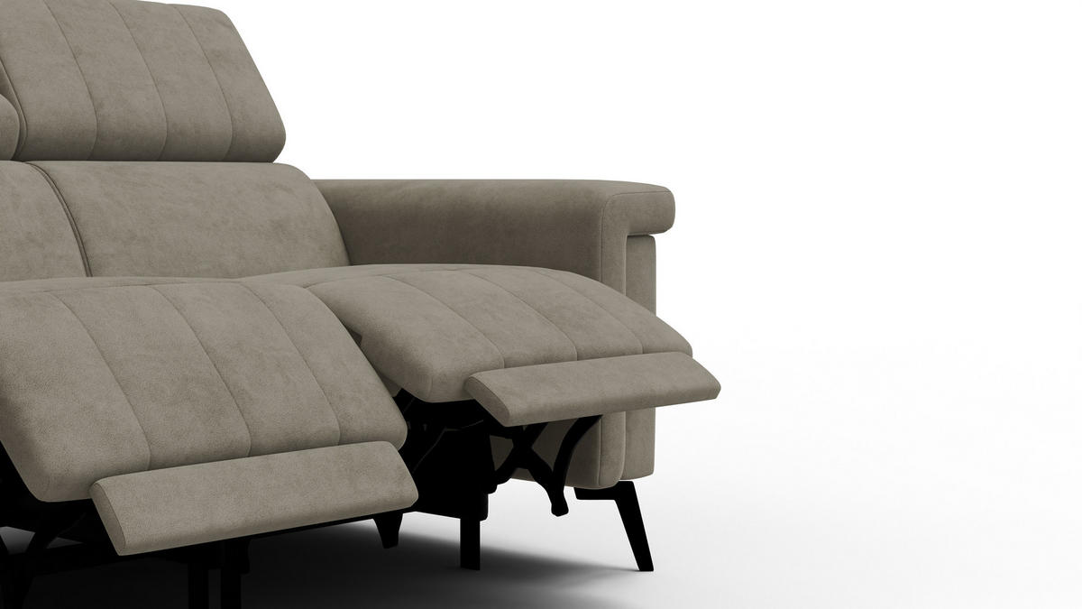 RELAXSOFA NORDEL 2-Sitzer, dunkles beige - Beige/Schwarz, Holz/Textil (150/80/105cm) - Courtois Laville