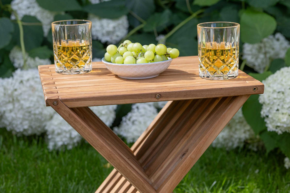 BEISTELLTISCH Fishbone klappbar - Naturfarben, Holz (32/40/50cm) - Mr. Deko