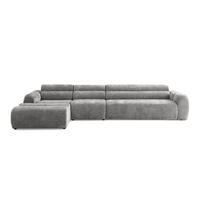 5-SITZER modulares Ecksofa VEER SET 2 Links, 379 x 175 cm, Chenille Webstoff Grau - Schwarz/Grau, Holz/Kunststoff (379/175cm) - Muffo