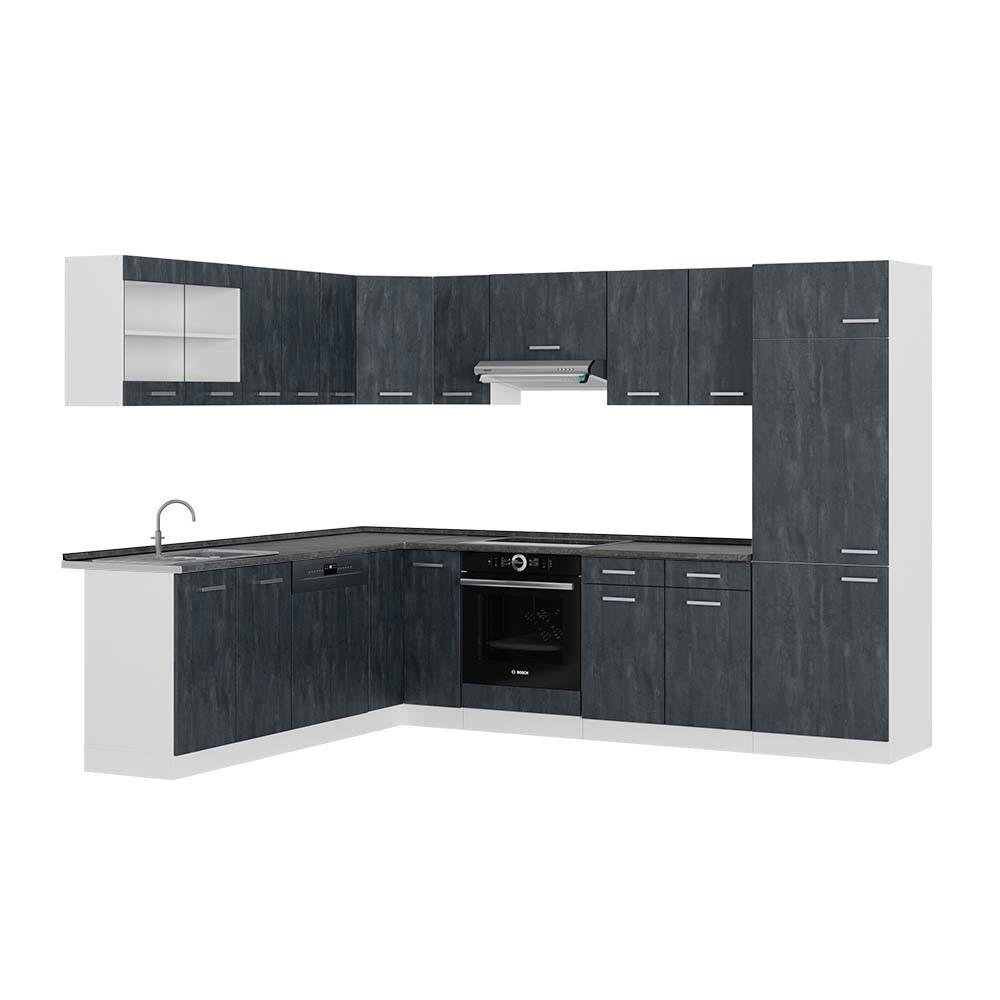 ECKKÜCHE R-Line Schwarz Beton/Weiß 227 x 287 cm AP Anthrazit - Schwarz/Weiß, Holzwerkstoff (287/81.6/60cm) - Vicco