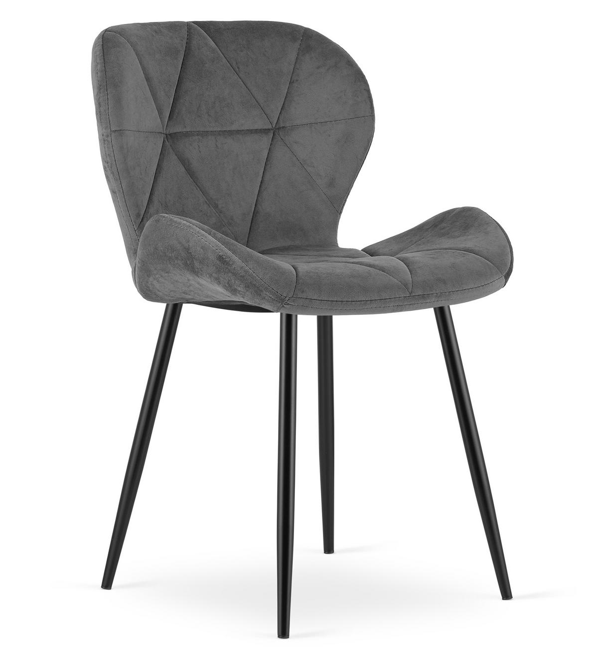 STUHL Dunkelgrau 46x53 cm MANGO Samtstoff 4 Stück - Dunkelgrau, Kunststoff (46/49/53cm)