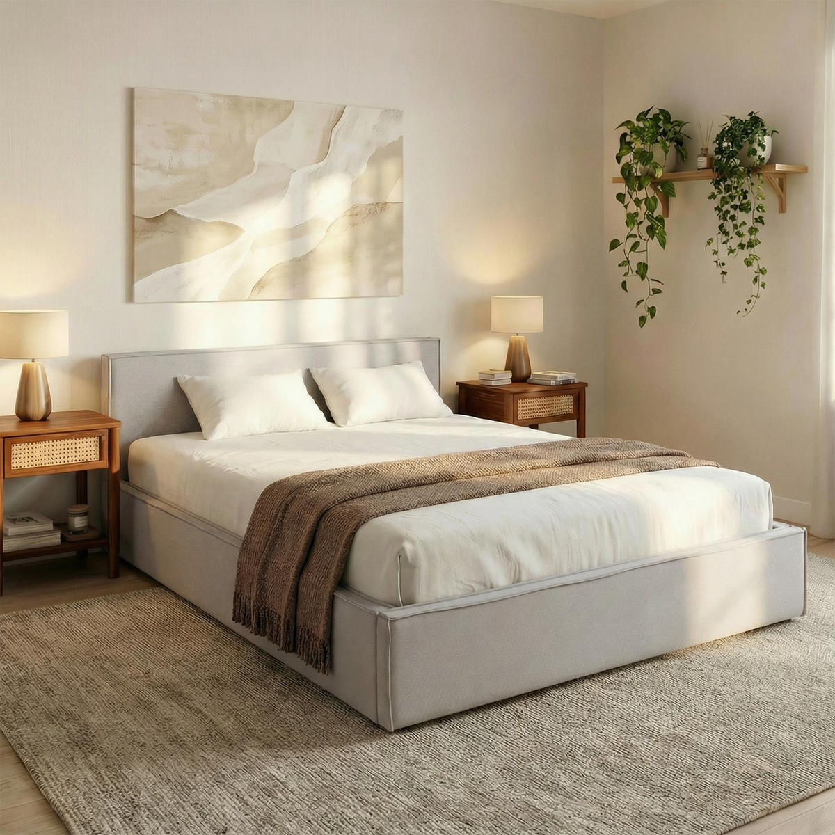 POLSTERBETT PESARO 160x200 cm hellgrau - Hellgrau, Textil (160/200cm) - IDIMEX