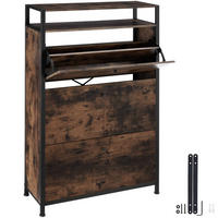SCHUHSCHRANK Buffalo,inklusive Kippschutz, 81 x 32 x 130 cm,Industrial Holz dunkel, rustikal - Rostfarben, Holzwerkstoff (32/130/81cm) - tectake
