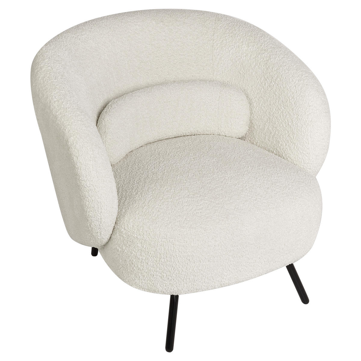 SESSEL Bouclé Cremeweiß Makela - Schwarz/Weiß, Textil (75/72/74cm) - Beliani