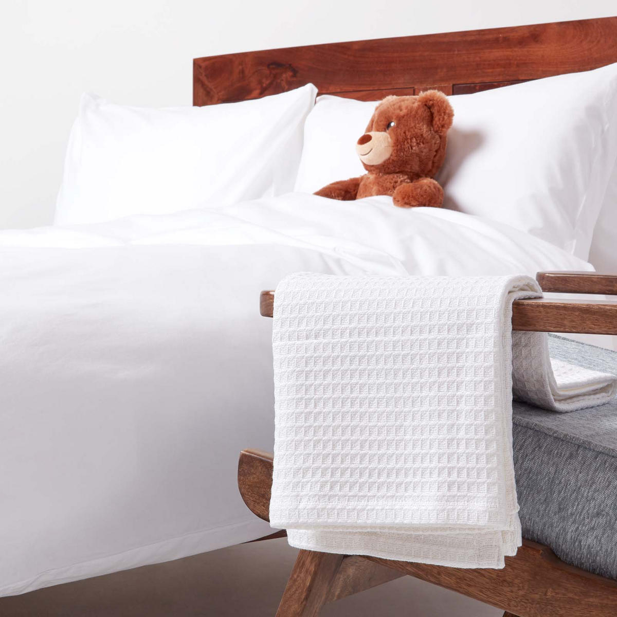 BABYDECKE Waffelpiqué 90/110 cm, Bio-Baumwolle - Weiß, Textil (90/112cm) - Homescapes