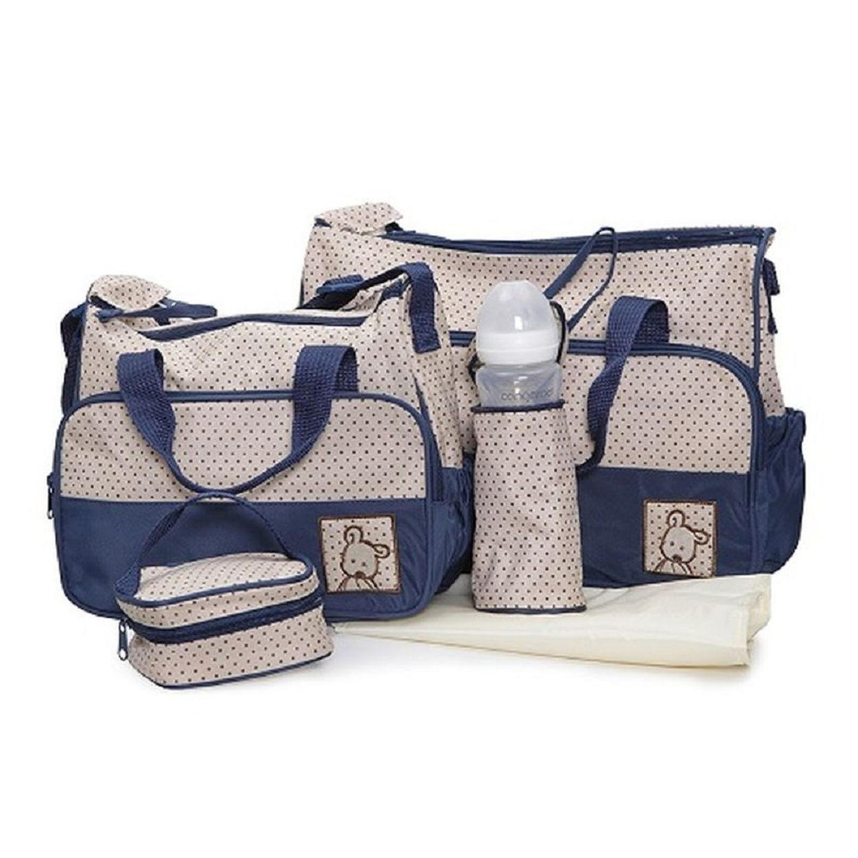 WICKELTASCHE Stella blau 3-teiliges Set, Isoliertasche, Wickelunterlage, Schultergurte, Fächer - Blau, Textil (40/29/16cm) - Moni