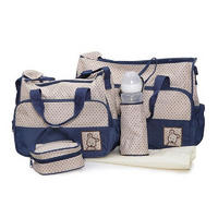 WICKELTASCHE Stella blau 3-teiliges Set, Isoliertasche, Wickelunterlage, Schultergurte, Fächer - Blau, Textil (40/29/16cm) - Moni