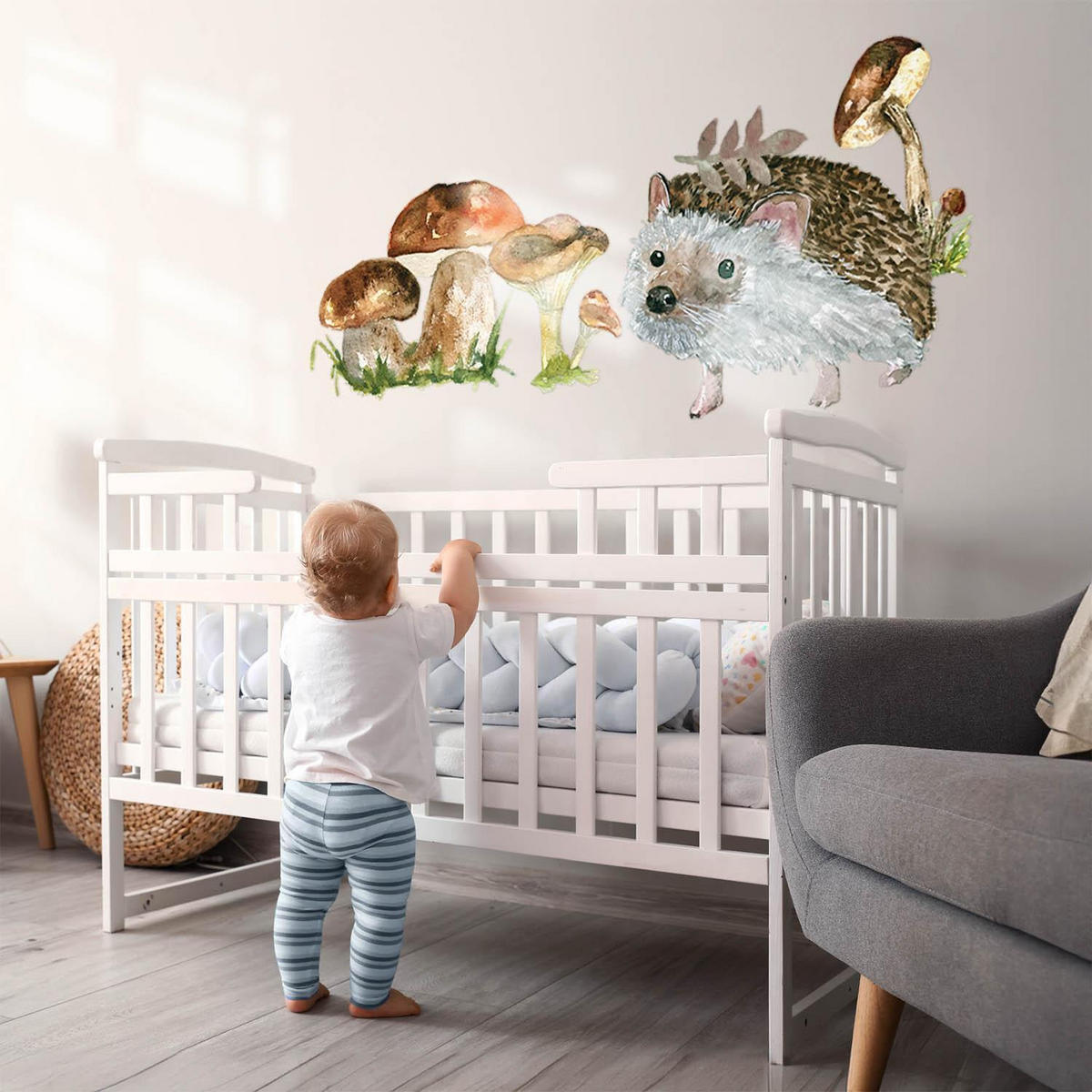 WANDAUFKLEBER 60x93cm - Waldigel - Multicolor, Kunststoff (60/93/0.1cm) - Wallfluent