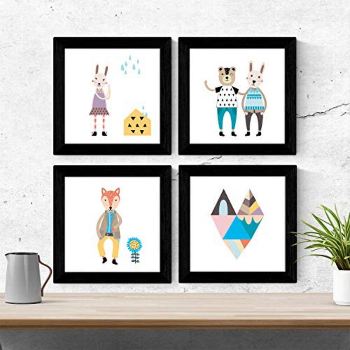 POSTER Set mit 4 modernen skandinavischen Tiere 20x20cm Rahmenlos - Klar, Papier (20/3cm) - Nacnic