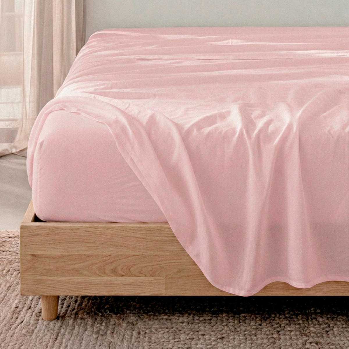 SPANNBETTLAKEN Basic Hellrosa 200x200x32 cm (Bett 200) - Rosa, Textil (200/200cm) - Happy Friday